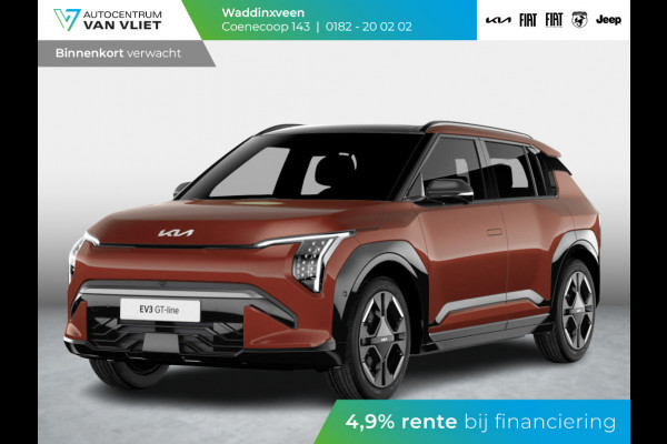 Kia EV3 GT-PlusLine 81.4 kWh | Levering  Juni | 600km Rijbereik | Navi | 19" | Adapt. Cruise | Clima | Schuif/Kanteldak | Stoel&Stuurverw. | Priv Glass | BSM | Harman Kardon | HUD | 360 Camera | Private Lease € 657,- Actie !