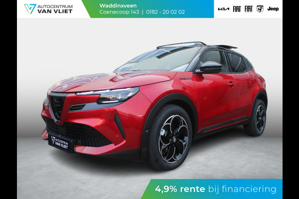 Alfa Romeo junior Elettrica Speciale 54 kWh | Uit voorraad leverbaar | Schuif/Kanteldak | Pack Techno | Brera Red | Dak Zwart