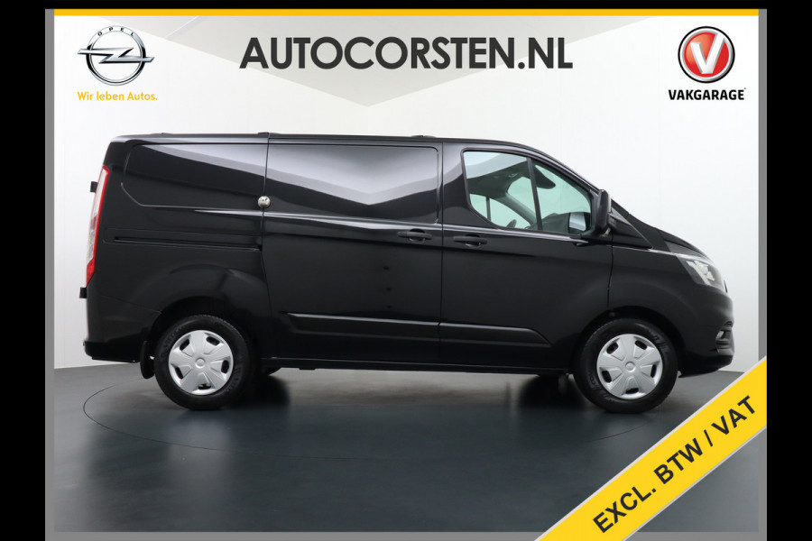 Ford Transit Custom 2.0TDCI 130PK 3-persoons Airco PDC Trekhaak Cruise-Controle Adaptieve bochtverlichting Voorruit Verwarmbaar Betonplex Schuifdeur Projector-koplamp mistlampen regen-/lichtsensor Zeer Compleet! EURO 6 385Nm 2.500kg Trekvermogen!