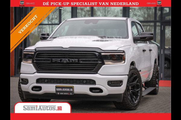 Dodge Ram 1500 LARAMIE NIGHT | NIEUW! BMP VRIJ | PANORAMA | LPG | HUD | VIRTUAL | LUCHTVERING | 360CAM | DODE HOEK | 5.7 V8 HEMI 402PK 4x4 | CREWCAB 5 PERSOONS | GRIJSKENTEKEN | VOORRAAD NR 2147 - 4802