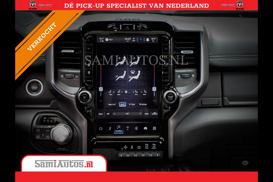 Dodge Ram 1500 LARAMIE NIGHT | NIEUW! BMP VRIJ | PANORAMA | LPG | HUD | VIRTUAL | LUCHTVERING | 360CAM | DODE HOEK | 5.7 V8 HEMI 402PK 4x4 | CREWCAB 5 PERSOONS | GRIJSKENTEKEN | VOORRAAD NR 2147 - 4802