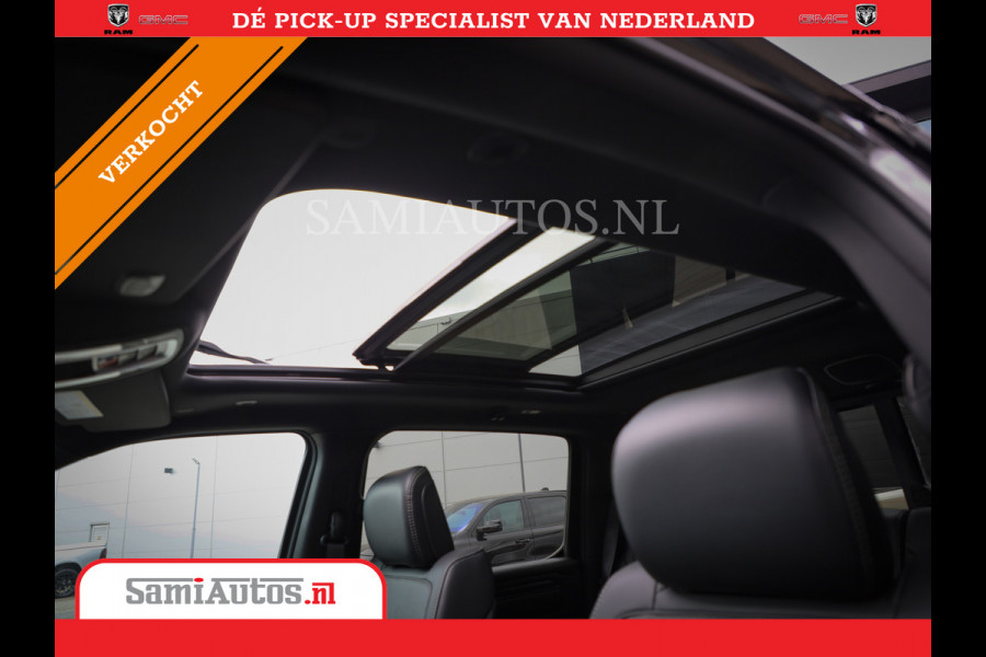 Dodge Ram 1500 LARAMIE NIGHT | NIEUW! BMP VRIJ | PANORAMA | LPG | HUD | VIRTUAL | LUCHTVERING | 360CAM | DODE HOEK | 5.7 V8 HEMI 402PK 4x4 | CREWCAB 5 PERSOONS | GRIJSKENTEKEN | VOORRAAD NR 2147 - 4802
