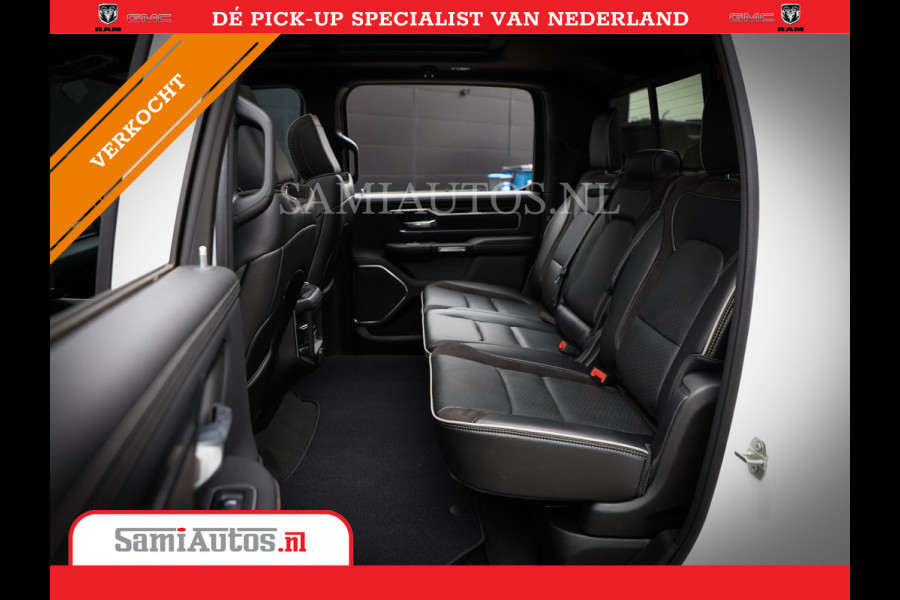 Dodge Ram 1500 LARAMIE NIGHT | NIEUW! BMP VRIJ | PANORAMA | LPG | HUD | VIRTUAL | LUCHTVERING | 360CAM | DODE HOEK | 5.7 V8 HEMI 402PK 4x4 | CREWCAB 5 PERSOONS | GRIJSKENTEKEN | VOORRAAD NR 2147 - 4802