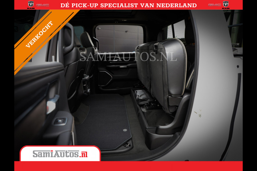 Dodge Ram 1500 LARAMIE NIGHT | NIEUW! BMP VRIJ | PANORAMA | LPG | HUD | VIRTUAL | LUCHTVERING | 360CAM | DODE HOEK | 5.7 V8 HEMI 402PK 4x4 | CREWCAB 5 PERSOONS | GRIJSKENTEKEN | VOORRAAD NR 2147 - 4802