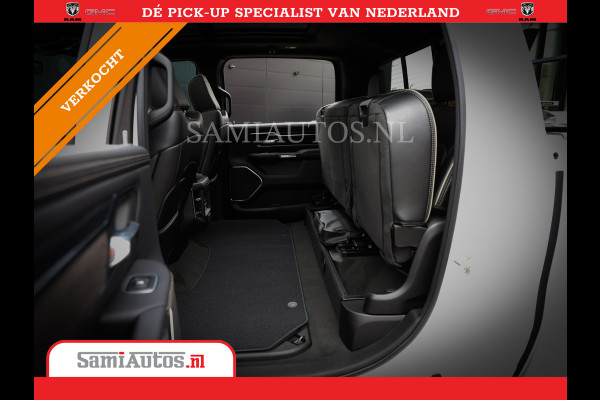 Dodge Ram 1500 LARAMIE NIGHT | NIEUW! BMP VRIJ | PANORAMA | LPG | HUD | VIRTUAL | LUCHTVERING | 360CAM | DODE HOEK | 5.7 V8 HEMI 402PK 4x4 | CREWCAB 5 PERSOONS | GRIJSKENTEKEN | VOORRAAD NR 2147 - 4802