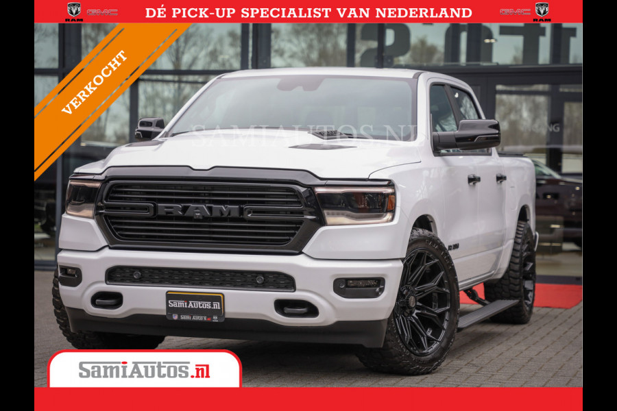 Dodge Ram 1500 LARAMIE NIGHT | NIEUW! BMP VRIJ | PANORAMA | LPG | HUD | VIRTUAL | LUCHTVERING | 360CAM | DODE HOEK | 5.7 V8 HEMI 402PK 4x4 | CREWCAB 5 PERSOONS | GRIJSKENTEKEN | VOORRAAD NR 2147 - 4802