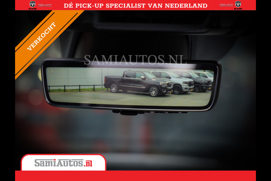 Dodge Ram 1500 LARAMIE NIGHT | NIEUW! BMP VRIJ | PANORAMA | LPG | HUD | VIRTUAL | LUCHTVERING | 360CAM | DODE HOEK | 5.7 V8 HEMI 402PK 4x4 | CREWCAB 5 PERSOONS | GRIJSKENTEKEN | VOORRAAD NR 2147 - 4802