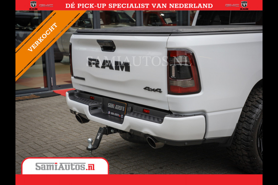 Dodge Ram 1500 LARAMIE NIGHT | NIEUW! BMP VRIJ | PANORAMA | LPG | HUD | VIRTUAL | LUCHTVERING | 360CAM | DODE HOEK | 5.7 V8 HEMI 402PK 4x4 | CREWCAB 5 PERSOONS | GRIJSKENTEKEN | VOORRAAD NR 2147 - 4802