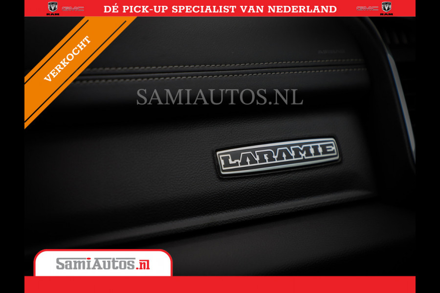 Dodge Ram 1500 LARAMIE NIGHT | NIEUW! BMP VRIJ | PANORAMA | LPG | HUD | VIRTUAL | LUCHTVERING | 360CAM | DODE HOEK | 5.7 V8 HEMI 402PK 4x4 | CREWCAB 5 PERSOONS | GRIJSKENTEKEN | VOORRAAD NR 2147 - 4802