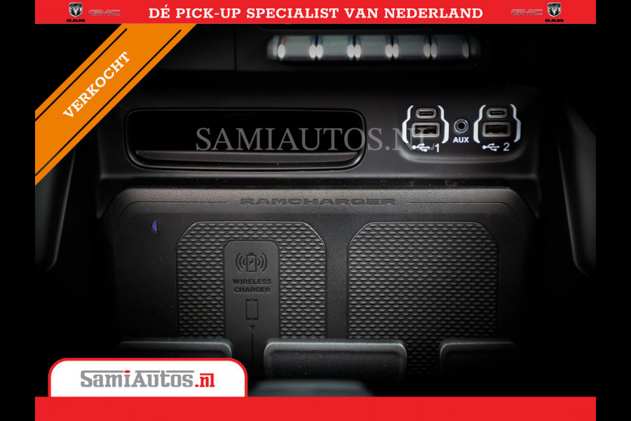 Dodge Ram 1500 LARAMIE NIGHT | NIEUW! BMP VRIJ | PANORAMA | LPG | HUD | VIRTUAL | LUCHTVERING | 360CAM | DODE HOEK | 5.7 V8 HEMI 402PK 4x4 | CREWCAB 5 PERSOONS | GRIJSKENTEKEN | VOORRAAD NR 2147 - 4802