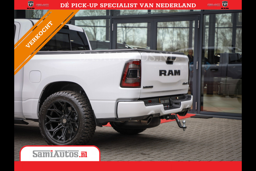 Dodge Ram 1500 LARAMIE NIGHT | NIEUW! BMP VRIJ | PANORAMA | LPG | HUD | VIRTUAL | LUCHTVERING | 360CAM | DODE HOEK | 5.7 V8 HEMI 402PK 4x4 | CREWCAB 5 PERSOONS | GRIJSKENTEKEN | VOORRAAD NR 2147 - 4802