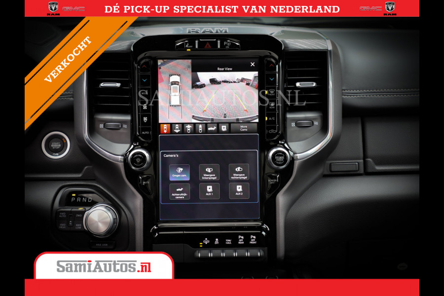 Dodge Ram 1500 LARAMIE NIGHT | NIEUW! BMP VRIJ | PANORAMA | LPG | HUD | VIRTUAL | LUCHTVERING | 360CAM | DODE HOEK | 5.7 V8 HEMI 402PK 4x4 | CREWCAB 5 PERSOONS | GRIJSKENTEKEN | VOORRAAD NR 2147 - 4802