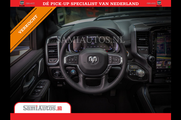 Dodge Ram 1500 LARAMIE NIGHT | NIEUW! BMP VRIJ | PANORAMA | LPG | HUD | VIRTUAL | LUCHTVERING | 360CAM | DODE HOEK | 5.7 V8 HEMI 402PK 4x4 | CREWCAB 5 PERSOONS | GRIJSKENTEKEN | VOORRAAD NR 2147 - 4802