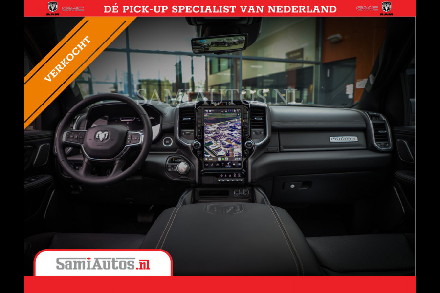 Dodge Ram 1500 LARAMIE NIGHT | NIEUW! BMP VRIJ | PANORAMA | LPG | HUD | VIRTUAL | LUCHTVERING | 360CAM | DODE HOEK | 5.7 V8 HEMI 402PK 4x4 | CREWCAB 5 PERSOONS | GRIJSKENTEKEN | VOORRAAD NR 2147 - 4802