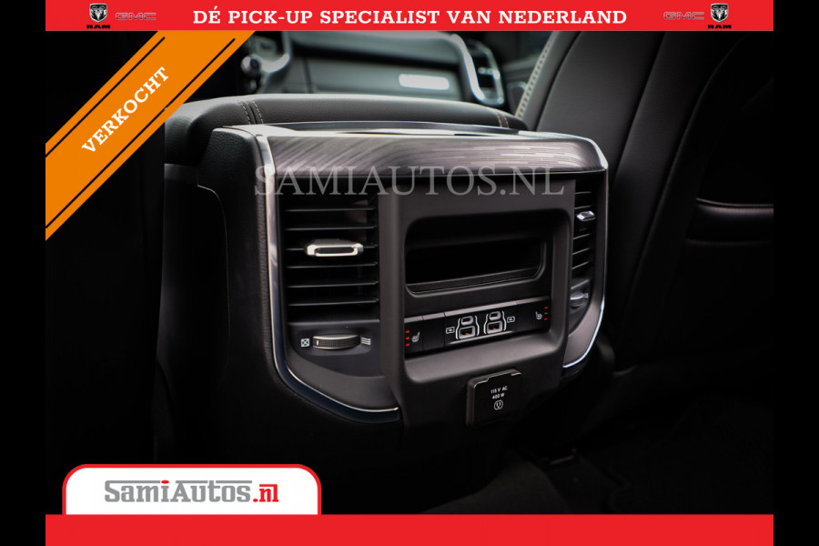 Dodge Ram 1500 LARAMIE NIGHT | NIEUW! BMP VRIJ | PANORAMA | LPG | HUD | VIRTUAL | LUCHTVERING | 360CAM | DODE HOEK | 5.7 V8 HEMI 402PK 4x4 | CREWCAB 5 PERSOONS | GRIJSKENTEKEN | VOORRAAD NR 2147 - 4802
