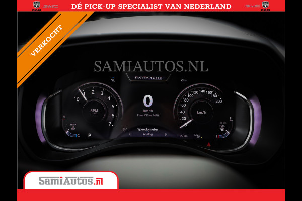 Dodge Ram 1500 LARAMIE NIGHT | NIEUW! BMP VRIJ | PANORAMA | LPG | HUD | VIRTUAL | LUCHTVERING | 360CAM | DODE HOEK | 5.7 V8 HEMI 402PK 4x4 | CREWCAB 5 PERSOONS | GRIJSKENTEKEN | VOORRAAD NR 2147 - 4802
