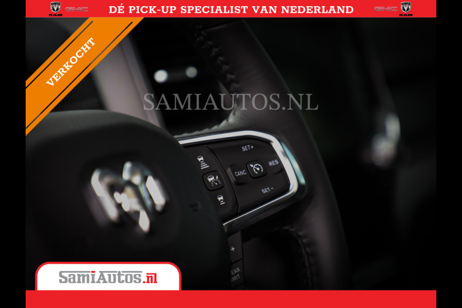 Dodge Ram 1500 LARAMIE NIGHT | NIEUW! BMP VRIJ | PANORAMA | LPG | HUD | VIRTUAL | LUCHTVERING | 360CAM | DODE HOEK | 5.7 V8 HEMI 402PK 4x4 | CREWCAB 5 PERSOONS | GRIJSKENTEKEN | VOORRAAD NR 2147 - 4802