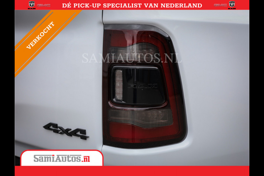 Dodge Ram 1500 LARAMIE NIGHT | NIEUW! BMP VRIJ | PANORAMA | LPG | HUD | VIRTUAL | LUCHTVERING | 360CAM | DODE HOEK | 5.7 V8 HEMI 402PK 4x4 | CREWCAB 5 PERSOONS | GRIJSKENTEKEN | VOORRAAD NR 2147 - 4802