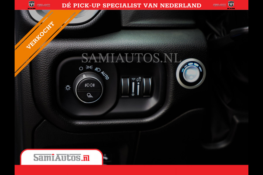 Dodge Ram 1500 LARAMIE NIGHT | NIEUW! BMP VRIJ | PANORAMA | LPG | HUD | VIRTUAL | LUCHTVERING | 360CAM | DODE HOEK | 5.7 V8 HEMI 402PK 4x4 | CREWCAB 5 PERSOONS | GRIJSKENTEKEN | VOORRAAD NR 2147 - 4802