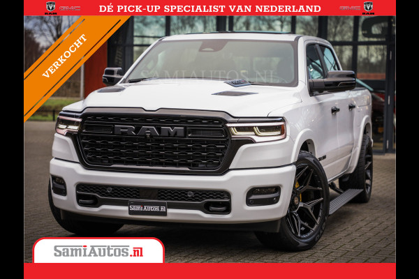 Dodge Ram 1500 LIMITED NIGHT H.O 540PK 706 Nm | XB9 | MASSAGE | BOM VOL | PW7 WHITE | CREW CAB | DUBBELE CABINE | GRIJSKENTEKEN | DE MEEST LUXUEUZE en BEGEERDE Pick-up VOORRAAD NR 2305 - 8549