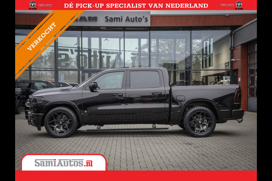 Dodge Ram 1500 LONGHORN BLACK OPS | HUD & VIRTUAL | PRIJS MET LPG + HEAD UP ADG + DEKSEL + PANORAMADAK GWJ + LUCHTVERING SER + BOM VOL | L CREW CAB | DUBBELE CABINE | 5,7L V8 HEMI 402 PK 4X4 | 5 PERSOONS | GRIJSKENTEKEN | VOORRAAD NR 2202 - 9563
