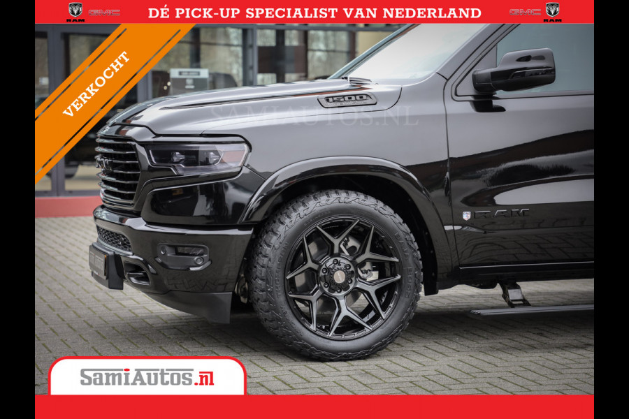 Dodge Ram 1500 LONGHORN BLACK OPS | HUD & VIRTUAL | PRIJS MET LPG + HEAD UP ADG + DEKSEL + PANORAMADAK GWJ + LUCHTVERING SER + BOM VOL | L CREW CAB | DUBBELE CABINE | 5,7L V8 HEMI 402 PK 4X4 | 5 PERSOONS | GRIJSKENTEKEN | VOORRAAD NR 2202 - 9563