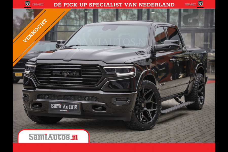 Dodge Ram 1500 LONGHORN BLACK OPS | HUD & VIRTUAL | PRIJS MET LPG + HEAD UP ADG + DEKSEL + PANORAMADAK GWJ + LUCHTVERING SER + BOM VOL | L CREW CAB | DUBBELE CABINE | 5,7L V8 HEMI 402 PK 4X4 | 5 PERSOONS | GRIJSKENTEKEN | VOORRAAD NR 2202 - 9563