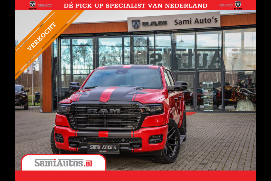 Dodge Ram 2025 NIGHT PREMIUM | BOM VOL + 14.4 INCH SCHERM + LUCHTVERING + HUD | HURRICANE 420PK 636 Nm | PRIJS MET LPG EN COVER EN GARANTI DUBBELE CABINE | PICK UP | 5 PERSOONS | DC | GRIJSKENTEKEN | PR4 FLAME RED | VOORRAAD NR 2234 - 4995
