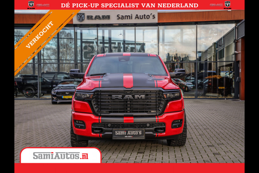 Dodge Ram 2025 NIGHT PREMIUM | BOM VOL + 14.4 INCH SCHERM + LUCHTVERING + HUD | HURRICANE 420PK 636 Nm | PRIJS MET LPG EN COVER EN GARANTI DUBBELE CABINE | PICK UP | 5 PERSOONS | DC | GRIJSKENTEKEN | PR4 FLAME RED | VOORRAAD NR 2234 - 4995