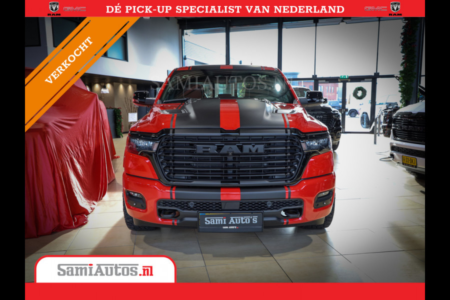 Dodge Ram 2025 NIGHT PREMIUM | BOM VOL + 14.4 INCH SCHERM + LUCHTVERING + HUD | HURRICANE 420PK 636 Nm | PRIJS MET LPG EN COVER EN GARANTI DUBBELE CABINE | PICK UP | 5 PERSOONS | DC | GRIJSKENTEKEN | PR4 FLAME RED | VOORRAAD NR 2234 - 4995