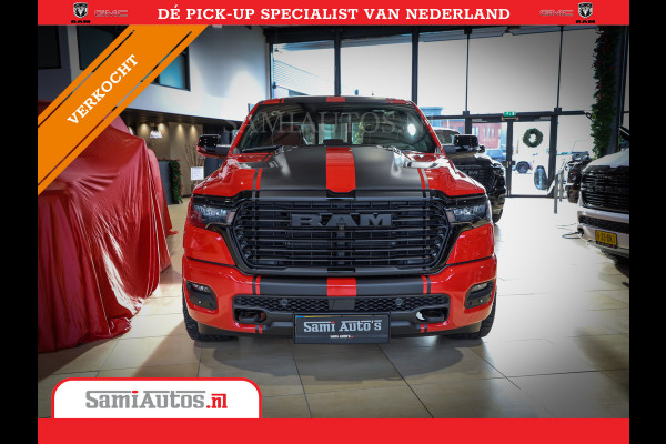 Dodge Ram 2025 NIGHT PREMIUM | BOM VOL + 14.4 INCH SCHERM + LUCHTVERING + HUD | HURRICANE 420PK 636 Nm | PRIJS MET LPG EN COVER EN GARANTI DUBBELE CABINE | PICK UP | 5 PERSOONS | DC | GRIJSKENTEKEN | PR4 FLAME RED | VOORRAAD NR 2234 - 4995