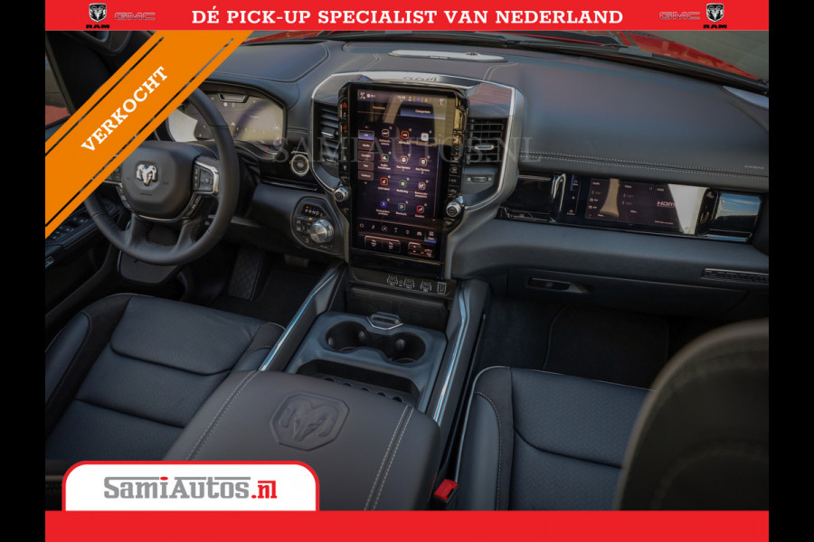 Dodge Ram 2025 NIGHT PREMIUM | BOM VOL + 14.4 INCH SCHERM + LUCHTVERING + HUD | HURRICANE 420PK 636 Nm | PRIJS MET LPG EN COVER EN GARANTI DUBBELE CABINE | PICK UP | 5 PERSOONS | DC | GRIJSKENTEKEN | PR4 FLAME RED | VOORRAAD NR 2234 - 4995