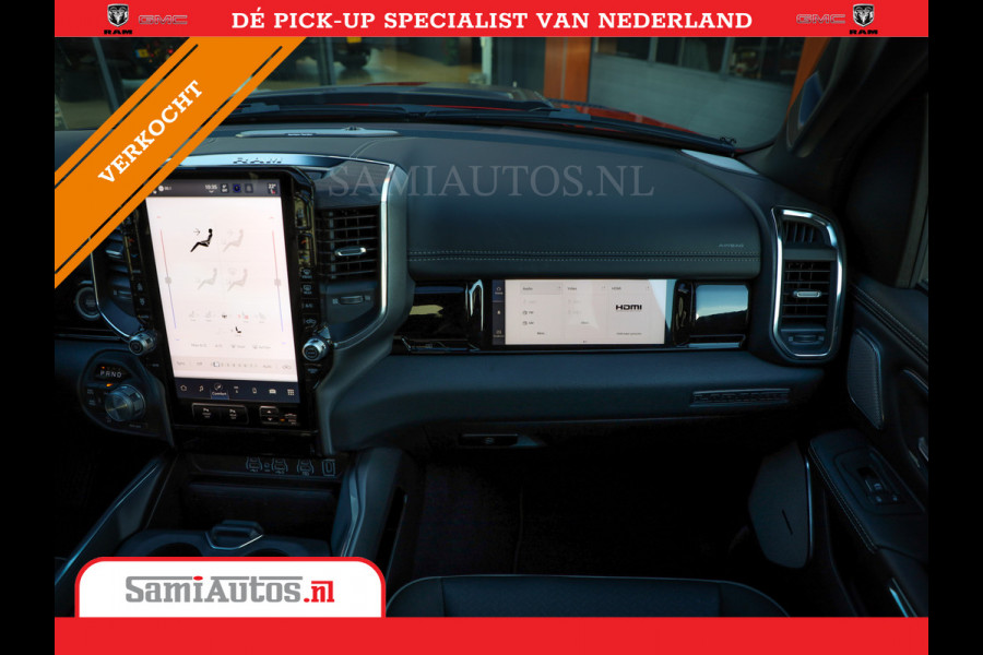 Dodge Ram 2025 NIGHT PREMIUM | BOM VOL + 14.4 INCH SCHERM + LUCHTVERING + HUD | HURRICANE 420PK 636 Nm | PRIJS MET LPG EN COVER EN GARANTI DUBBELE CABINE | PICK UP | 5 PERSOONS | DC | GRIJSKENTEKEN | PR4 FLAME RED | VOORRAAD NR 2234 - 4995