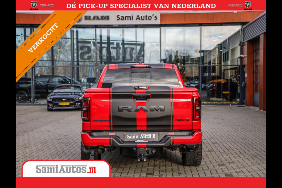 Dodge Ram 2025 NIGHT PREMIUM | BOM VOL + 14.4 INCH SCHERM + LUCHTVERING + HUD | HURRICANE 420PK 636 Nm | PRIJS MET LPG EN COVER EN GARANTI DUBBELE CABINE | PICK UP | 5 PERSOONS | DC | GRIJSKENTEKEN | PR4 FLAME RED | VOORRAAD NR 2234 - 4995