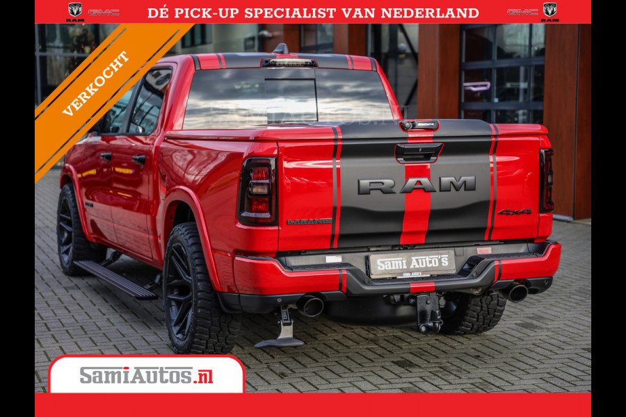 Dodge Ram 2025 NIGHT PREMIUM | BOM VOL + 14.4 INCH SCHERM + LUCHTVERING + HUD | HURRICANE 420PK 636 Nm | PRIJS MET LPG EN COVER EN GARANTI DUBBELE CABINE | PICK UP | 5 PERSOONS | DC | GRIJSKENTEKEN | PR4 FLAME RED | VOORRAAD NR 2234 - 4995