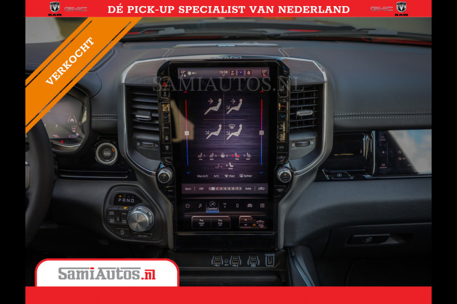 Dodge Ram 2025 NIGHT PREMIUM | BOM VOL + 14.4 INCH SCHERM + LUCHTVERING + HUD | HURRICANE 420PK 636 Nm | PRIJS MET LPG EN COVER EN GARANTI DUBBELE CABINE | PICK UP | 5 PERSOONS | DC | GRIJSKENTEKEN | PR4 FLAME RED | VOORRAAD NR 2234 - 4995