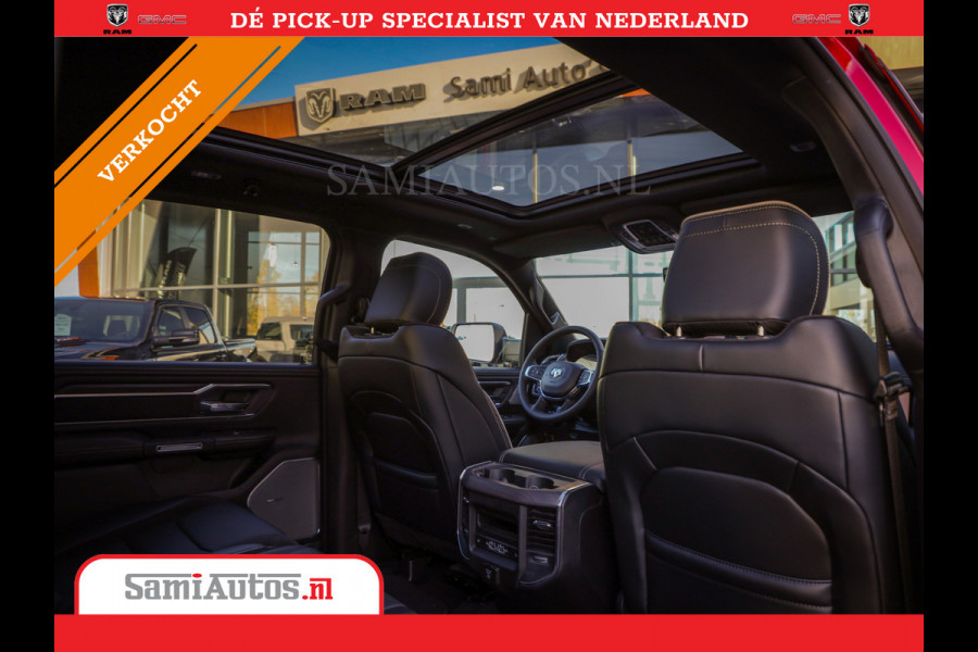 Dodge Ram 2025 NIGHT PREMIUM | BOM VOL + 14.4 INCH SCHERM + LUCHTVERING + HUD | HURRICANE 420PK 636 Nm | PRIJS MET LPG EN COVER EN GARANTI DUBBELE CABINE | PICK UP | 5 PERSOONS | DC | GRIJSKENTEKEN | PR4 FLAME RED | VOORRAAD NR 2234 - 4995