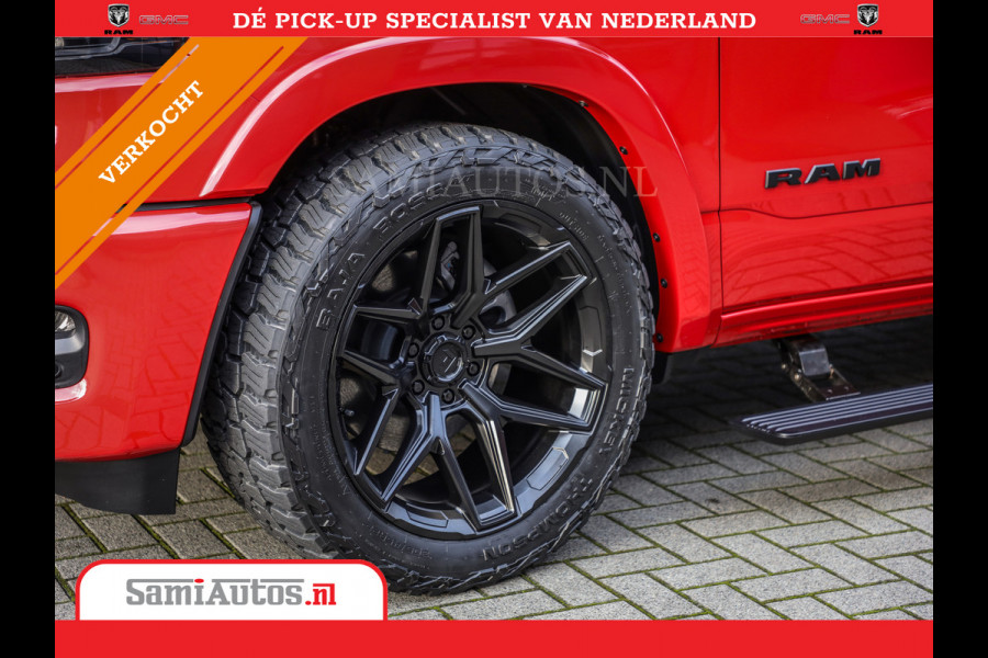 Dodge Ram 2025 NIGHT PREMIUM | BOM VOL + 14.4 INCH SCHERM + LUCHTVERING + HUD | HURRICANE 420PK 636 Nm | PRIJS MET LPG EN COVER EN GARANTI DUBBELE CABINE | PICK UP | 5 PERSOONS | DC | GRIJSKENTEKEN | PR4 FLAME RED | VOORRAAD NR 2234 - 4995