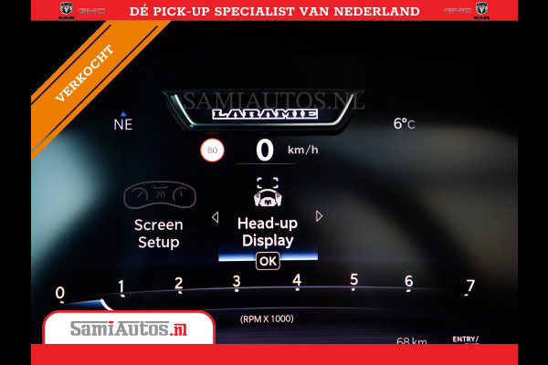 Dodge Ram 2025 NIGHT PREMIUM | BOM VOL + 14.4 INCH SCHERM + LUCHTVERING + HUD | HURRICANE 420PK 636 Nm | PRIJS MET LPG EN COVER EN GARANTI DUBBELE CABINE | PICK UP | 5 PERSOONS | DC | GRIJSKENTEKEN | PR4 FLAME RED | VOORRAAD NR 2234 - 4995