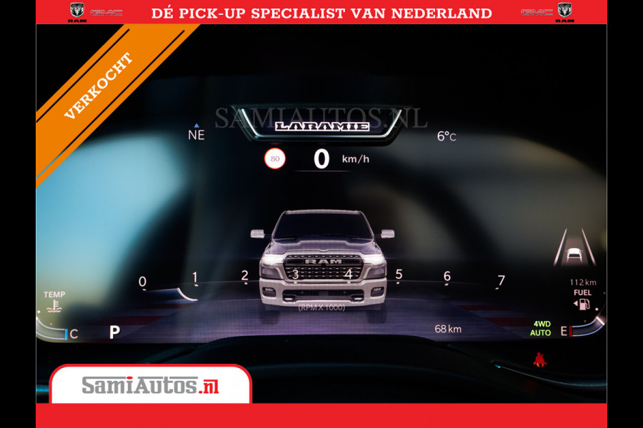 Dodge Ram 2025 NIGHT PREMIUM | BOM VOL + 14.4 INCH SCHERM + LUCHTVERING + HUD | HURRICANE 420PK 636 Nm | PRIJS MET LPG EN COVER EN GARANTI DUBBELE CABINE | PICK UP | 5 PERSOONS | DC | GRIJSKENTEKEN | PR4 FLAME RED | VOORRAAD NR 2234 - 4995