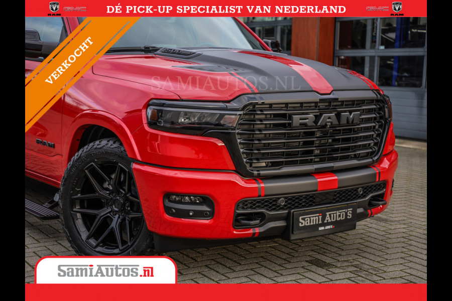 Dodge Ram 2025 NIGHT PREMIUM | BOM VOL + 14.4 INCH SCHERM + LUCHTVERING + HUD | HURRICANE 420PK 636 Nm | PRIJS MET LPG EN COVER EN GARANTI DUBBELE CABINE | PICK UP | 5 PERSOONS | DC | GRIJSKENTEKEN | PR4 FLAME RED | VOORRAAD NR 2234 - 4995