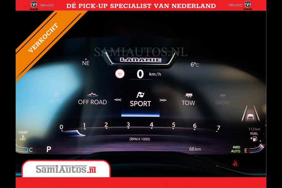Dodge Ram 2025 NIGHT PREMIUM | BOM VOL + 14.4 INCH SCHERM + LUCHTVERING + HUD | HURRICANE 420PK 636 Nm | PRIJS MET LPG EN COVER EN GARANTI DUBBELE CABINE | PICK UP | 5 PERSOONS | DC | GRIJSKENTEKEN | PR4 FLAME RED | VOORRAAD NR 2234 - 4995