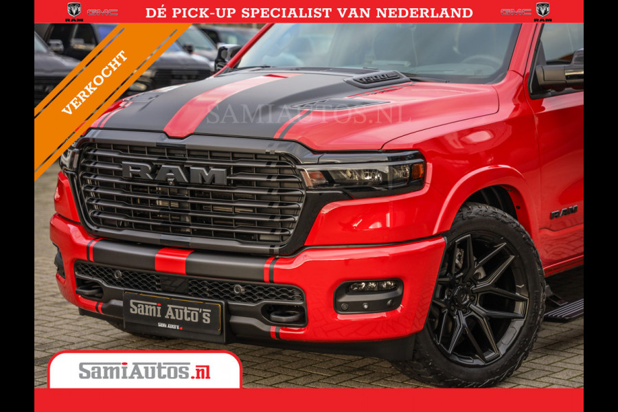 Dodge Ram 2025 NIGHT PREMIUM | BOM VOL + 14.4 INCH SCHERM + LUCHTVERING + HUD | HURRICANE 420PK 636 Nm | PRIJS MET LPG EN COVER EN GARANTI DUBBELE CABINE | PICK UP | 5 PERSOONS | DC | GRIJSKENTEKEN | PR4 FLAME RED | VOORRAAD NR 2234 - 4995
