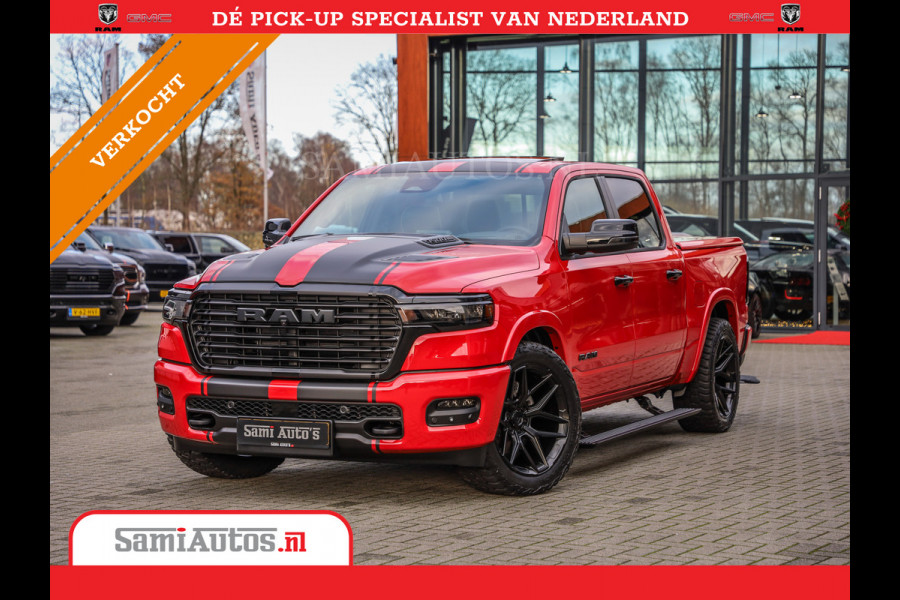 Dodge Ram 2025 NIGHT PREMIUM | BOM VOL + 14.4 INCH SCHERM + LUCHTVERING + HUD | HURRICANE 420PK 636 Nm | PRIJS MET LPG EN COVER EN GARANTI DUBBELE CABINE | PICK UP | 5 PERSOONS | DC | GRIJSKENTEKEN | PR4 FLAME RED | VOORRAAD NR 2234 - 4995
