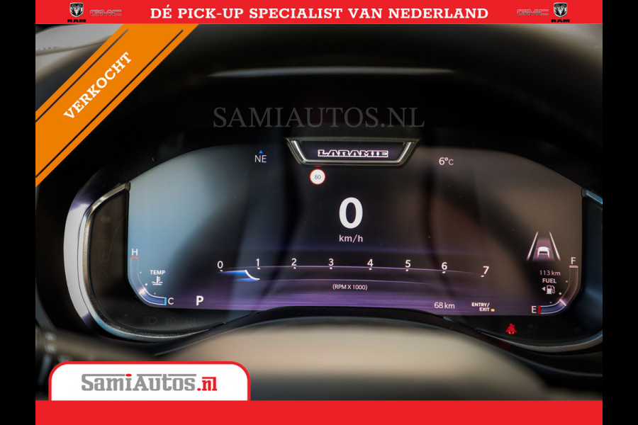 Dodge Ram 2025 NIGHT PREMIUM | BOM VOL + 14.4 INCH SCHERM + LUCHTVERING + HUD | HURRICANE 420PK 636 Nm | PRIJS MET LPG EN COVER EN GARANTI DUBBELE CABINE | PICK UP | 5 PERSOONS | DC | GRIJSKENTEKEN | PR4 FLAME RED | VOORRAAD NR 2234 - 4995