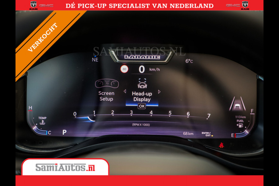 Dodge Ram 2025 NIGHT PREMIUM | BOM VOL + 14.4 INCH SCHERM + LUCHTVERING + HUD | HURRICANE 420PK 636 Nm | PRIJS MET LPG EN COVER EN GARANTI DUBBELE CABINE | PICK UP | 5 PERSOONS | DC | GRIJSKENTEKEN | PR4 FLAME RED | VOORRAAD NR 2234 - 4995