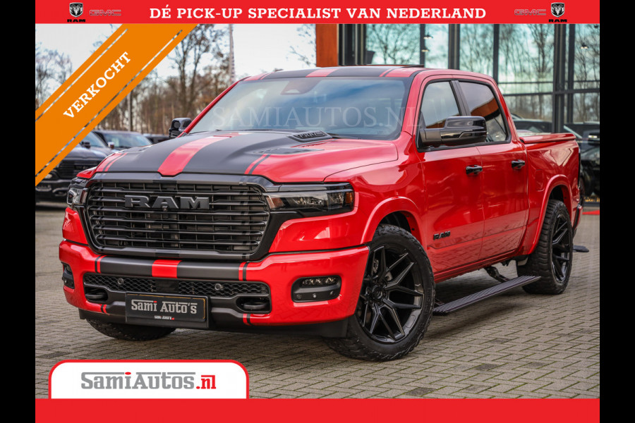 Dodge Ram 2025 NIGHT PREMIUM | BOM VOL + 14.4 INCH SCHERM + LUCHTVERING + HUD | HURRICANE 420PK 636 Nm | PRIJS MET LPG EN COVER EN GARANTI DUBBELE CABINE | PICK UP | 5 PERSOONS | DC | GRIJSKENTEKEN | PR4 FLAME RED | VOORRAAD NR 2234 - 4995