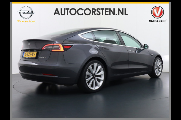 Tesla Model 3 Long Range AWD 75kWh 463PK Trekhaak 19" FSD-Computer 3 Premium Audio 4wd AutoPilot Panoramadak Camera's Leer Adaptive-Cruise-Con Keyless Stoel en achterbank verwarming Electr.Stoelen+Memory+Easy-Entry WiFi 1e Eigenaar Org. Nederlandse Auto Garantie op Accu/Motor tot 29-12-2027/192.000km