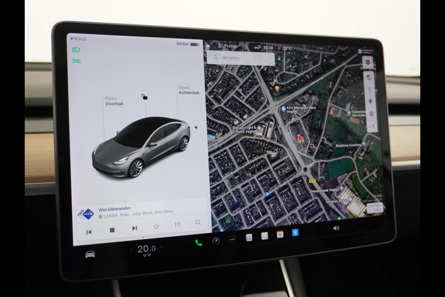 Tesla Model 3 Long Range AWD 75kWh 463PK Trekhaak 19" FSD-Computer 3 Premium Audio 4wd AutoPilot Panoramadak Camera's Leer Adaptive-Cruise-Con Keyless Stoel en achterbank verwarming Electr.Stoelen+Memory+Easy-Entry WiFi 1e Eigenaar Org. Nederlandse Auto Garantie op Accu/Motor tot 29-12-2027/192.000km