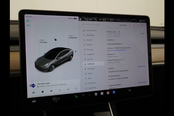 Tesla Model 3 Long Range AWD 75kWh 463PK Trekhaak 19" FSD-Computer 3 Premium Audio 4wd AutoPilot Panoramadak Camera's Leer Adaptive-Cruise-Con Keyless Stoel en achterbank verwarming Electr.Stoelen+Memory+Easy-Entry WiFi 1e Eigenaar Org. Nederlandse Auto Garantie op Accu/Motor tot 29-12-2027/192.000km